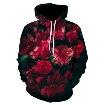 Vyrų drabužiai 2020 m. Rudenį Palaidinukė 3D Atspausdintas Gėlių Rožių Tulpių hoodie homem Atsitiktinis Mados Derliaus Gėlių Saulėgrąžų megztinis