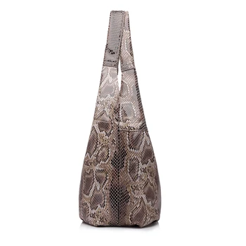 REALER natūralios odos moterų rankinės atsitiktinis nešti didelės talpos petį krepšys moterims su serpentine spaudinių klasikinio dizaino