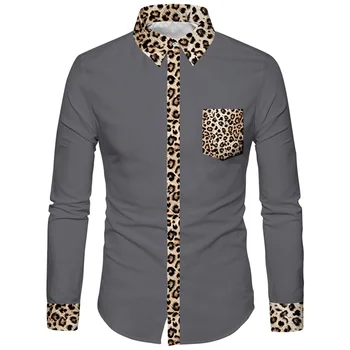 Mados Prekės ženklo Vyrai 3D Marškinėliai Leopard 