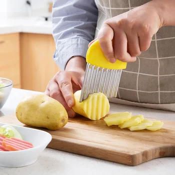 Nerūdijančio Plieno Bulvių Lustas Banga Virtuvės Peilis Multi-funkcija Bulvių Slicer Bulvytės Agurkai Daržovių Cutter