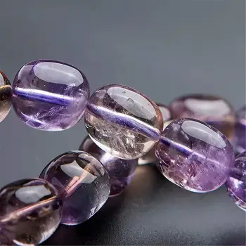 Natūralus Ametrine Kvarco Apyrankė Moterims Lady Violetinė Crystal 15x12mm Ovalo formos Karoliukai Ruožas Mados Apyrankės Papuošalai AAAAA
