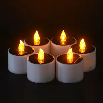 Naujas 6 Vnt/Set Geltona Mirksi LED Žibintai, Saulės Energijos Žvakės Flameless Elektroninių naktinė lempa Candle DC112