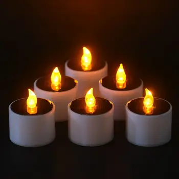 Naujas 6 Vnt/Set Geltona Mirksi LED Žibintai, Saulės Energijos Žvakės Flameless Elektroninių naktinė lempa Candle DC112