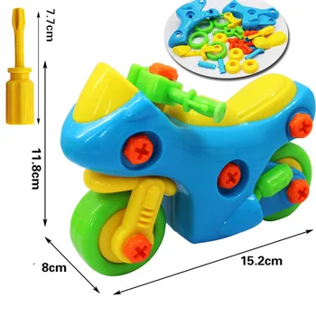 Vaikai Montessori Žaislai, Surinkimo, Išardymo Automobilių Blokai Švietimo Įspūdį Plastikinis Varžtas Veržlė Ardyti Motociklo Žaislai