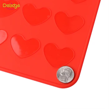 Delidge 1 vnt 30 Skylių Macaron Mat Raudona Širdies Formos Silikono Macaron Formos Keksiukų Krosnelė Tešlos gaminiai, Įrankiai, Kepimo skardos Linijinės Formos Tortas