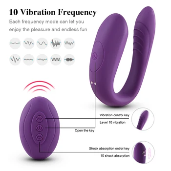 Belaidis Vibratorius Suaugusiųjų Žaislai Poroms USB Įkrovimo Dildo G Spot U Silikoninis Stimuliatorius Dvigubi Vibratoriai Sekso Žaislas, Skirtas Moters