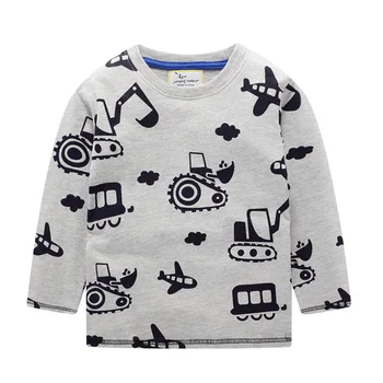 Šokinėja metrų Prekės 2019 ilgomis Rankovėmis Rudens, Pavasario T marškinėliai kūdikiams, vaikams, Boys dirbti, Kranas, Sunkvežimis Transporto berniukų marškinėliai drabužių