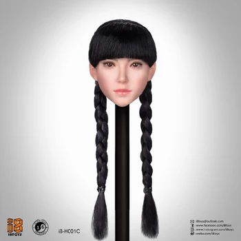 I8TOYS I8-H001 1/6 moterų kareivis galvos drožyba Azijos grožio išskirtinį mielas plaukų transplantacijos moterų galvos drožyba 12-colių femal