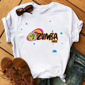 Mados Zumba Fitness Marškinėliai Moterims marškinėliai Šokio Mylėtojas Sportas, Gimnastika, grafinis T-shirt Hip-Hop Femme trumpomis Rankovėmis Viršūnes Tees