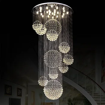Villa kambarį šviestuvai LED kamuolys junginys grindų krištolo sietynas, laiptai, šviestuvai viešbučio fojė projekto šviestuvai
