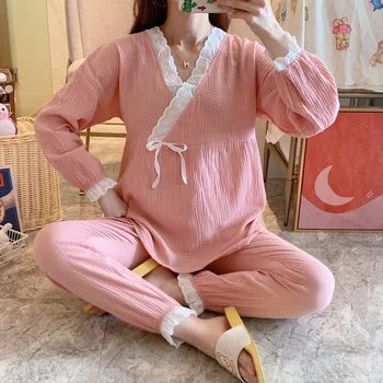 2021 Japonijos naująją pavasario ir vasaros plonas homewear, grynos medvilnės pižama nėščioms moterims, po gimdymo namų slaugos paslaugos