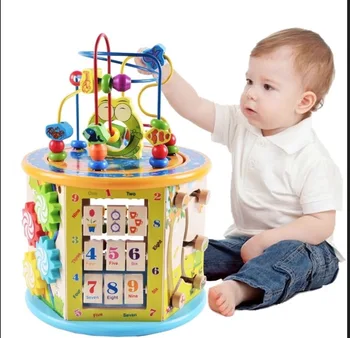Montessori Ankstyvojo Mokymosi Educationa Žaislas Multi-Funkcija Šešių Pusių Didelių Apvalių Karoliukų Lobis Langelyje Įspūdį Zawalcowany Matematikos Žaislas