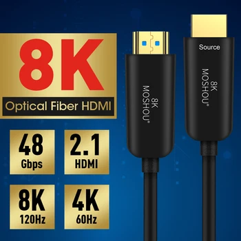 MOSHOU Optinio Pluošto HDMI 2.1 Kabelis-Ultra HD 