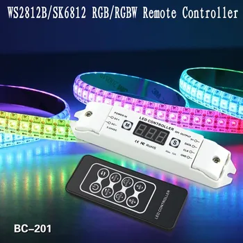 Naujausias Led Pikselių Juostelės WS2811 WS2812B WS2801 LPD6803 LPD8806 SK6812 RGBW RGB LED Valdiklis + RF Nuotolinio DC5V-24V BC-201