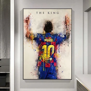 Abstrakti Futbolo Žvaigždė Karalius Messi Grafiti Meno Tapybos Drobės Plakatų Spausdinimo Sienos Meno Kambarį Namų Dekoro (be Rėmelio)