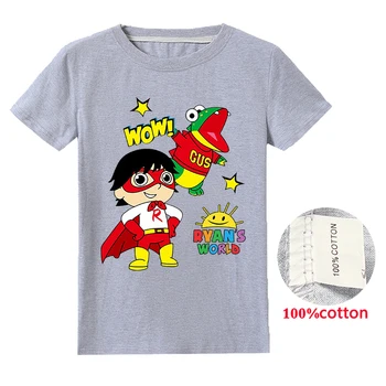Naujas 2020 metų Vasaros Berniukai Ryan Žaislai Peržiūros marškinėliai Mergaitėms Pasaulyje Animacinių filmų T shrits Vaikai Bliuzono Padėkos trumpas Rankovės Marškinėliai Drabužių