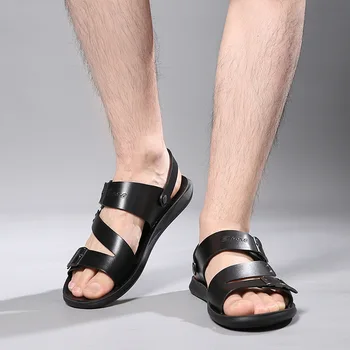 Natūralios Odos Sandalai Vyrams Vasaros Sandalai Laisvalaikio Bateliai Vyrams Sendel Naujas Mados Mens Paplūdimio Sandalai Sandale Homme Cuir