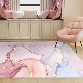 Šiuolaikinė mada gražus abstrakti akvarelė rožinė aukso violetinė miegamajame prabangus kilimas kambarį naktiniai kiliminė danga, virtuvės durų kilimėlis