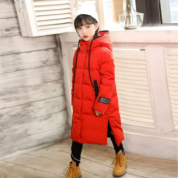 Naujas korėjos versija vaikų berniukų ir mergaičių vaikų drabužių žiemos paltai sutirštės ilgai stiliaus šilta kepurė kailis pūkinė striukė