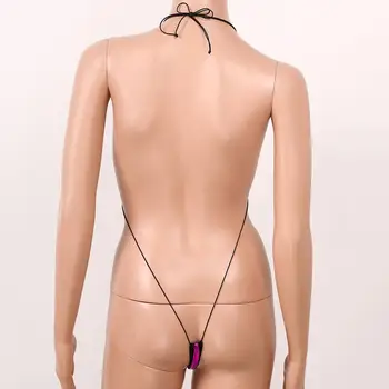 Moterų Erotiniai Teddies Vasaros Catsuit Blizga Metalo Apatinis Trikotažas T-Atgal Bailys Ponios Backless Mini Micro String Timpa Monokini