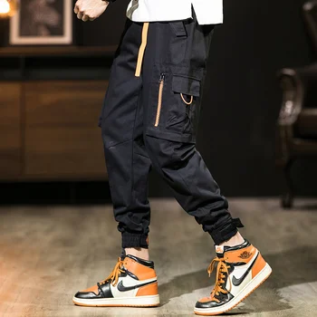 2020 Vyrų Juodos Kelnės Atsitiktinis Prarasti Sekti Kelnes Japonų Stiliaus Kelnės Harajuku Streetwear Jogger Kelnės