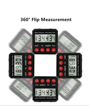 Mini Elektroninis Skaitmeninis Matlankis Inclinometer Su Magnetais Bazė 360° Išsamią Matavimo Tikslumo Lygio Bandymas