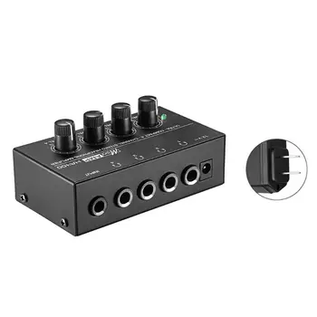HA400 4 Kanalų Mini Stereo Ausinių Stiprintuvas su Maitinimo Adapteris JAV/JK/ES/AS
