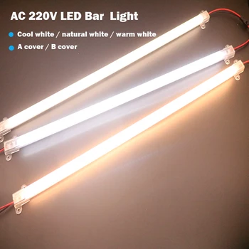 LED Juostelė Šviesos AC220V Aukšto Ryškumo LED Vamzdis 50cm 30cm 20cm SMD 2835 LED Standžios Juostelės Energijos Taupymo LED dienos šviesos lempos 5VNT
