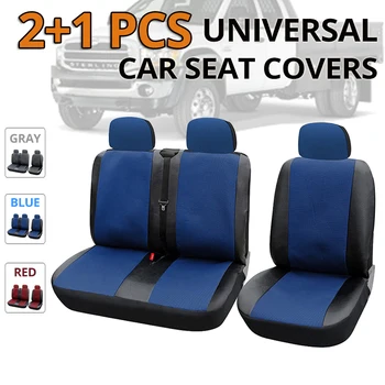 1+2 Sėdynių užvalkalai, Automobilių Sėdynės Padengti Vežėjo/Van Universalus Tinka su Dirbtine Oda Sunkvežimių Interjero Aksesuarų Mėlyna 3pcs