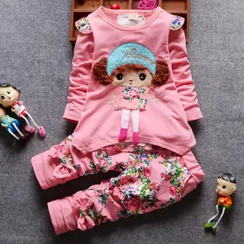 2019 Nauja rudens ir žiemos plius aksomo kostiumas vaikams, cartoon avikailio kailis vaikų drabužių cute girl du-piece1-4 metai
