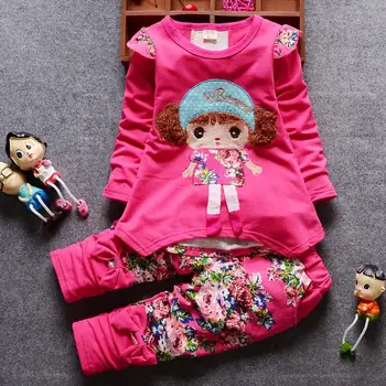 2019 Nauja rudens ir žiemos plius aksomo kostiumas vaikams, cartoon avikailio kailis vaikų drabužių cute girl du-piece1-4 metai