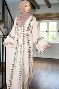 Mados Ramadanas visą spausdinti Abaja Hijab Musulmonų moteriška Suknelė kimono Caftan turkijos Islamo Kaftan Skraiste Musulman Abayas F1375