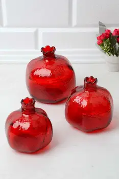 Palaiminimai granatų rinkinį pakabukas ornamentu triple dekoratyvinis stiklas, vaisingumo granatų
