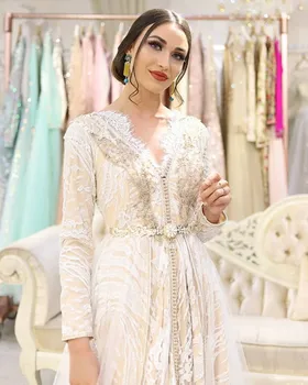 Maroko Kaftan Vakaro Suknelės Siuvinėjimo Duobute arabų Musulmonų vakarinę Suknelę Ilgai vestido de festa
