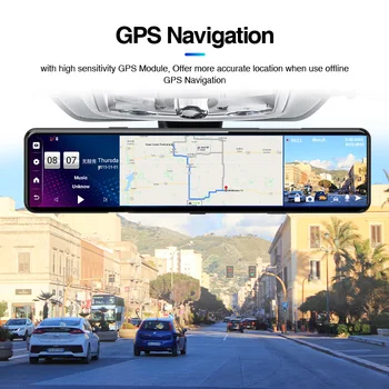 Dropshipping E-ACE D15 12 Colių Automobilių Dvr 4G Android 8.1 FHD 1080P Galinio vaizdo Veidrodėlis Vaizdo įrašymo GPS Navigacijos Brūkšnys Fotoaparatas