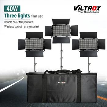Viltrox VL-40 T 3PCS Vaizdo LED Šviesos Studija Bi-color Slim Pritemdomi Lempa + Šviesos Stovėti už Kameros Facebook 