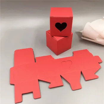 25pcs Kraft Cardbpard Mažų Kubo Dėžės Su Širdies Formos Langas Dovanų Pakavimo Popieriaus Dėžės Cupcake/Nagų/Candy 5x5x5cm