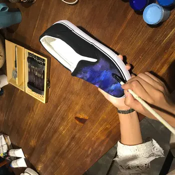 Moterų laisvalaikio bateliai Gumos Drobės Avalynė Madinga vulkanizavimo Slip-On Kvėpuojantis Grafiti Butas batai famale 589po