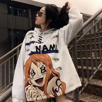Rudens/Žiemos korėjos Harajuku Hip-Hop Anime Naruto Gobtuvu Megztinis Prarasti Moterų Viršų
