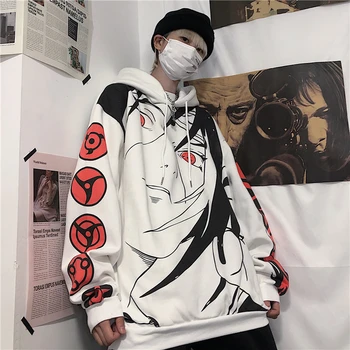 Rudens/Žiemos korėjos Harajuku Hip-Hop Anime Naruto Gobtuvu Megztinis Prarasti Moterų Viršų