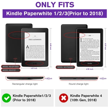 Kindle Paperwhite Atveju 7-osios Kartos Atveju Kindle Paperwhite 3/2/1 (5-oji/6-oji/7-ąją Gen) TPU Minkštas Viršelis su Auto Sleep/Wake
