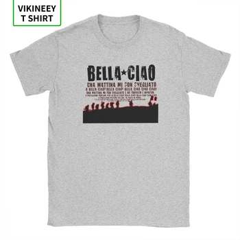 Vyriški Marškinėliai Oh Bella Ciao Derliaus Trumpas Rankovės Pinigų Heist La Atveju De Papel Tees Crewneck Šukuotinės Medvilnės Namas Popierius, T-Shirt