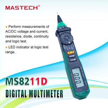 MASTECH MS8211D Skaitmeninis Multimetras Pen Tipo Matuoklis Automatinis Diapazonas DMM Multitester Įtampa Srovės Testeris loginio Lygio Testeris