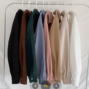 8colors vientisos spalvos medvilnės marškinėliai korėjos stiliaus ilgomis rankovėmis palaidinės breif moterų viršūnes ir palaidinė 2020 m. (X1697)