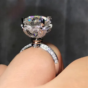 2020 Gėlių Širdies Pažadas Žiedas 925 sterlingas sidabro Bijou Sona AAAAA Cz Dalyvavimas Vestuvių juostoje žiedai, moterų Nuotakos Papuošalai