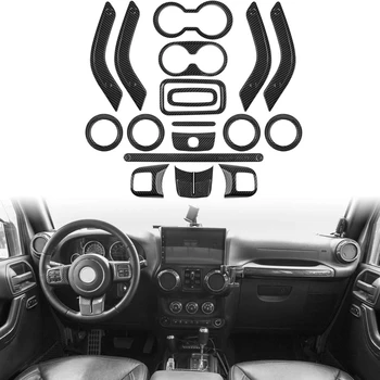 (Anglies Pluošto 18Pcs) Automobilių Apdailos Vairas & Konsolė Oro Angos Apdaila už Jeep Wrangler JK JKU 2011-18