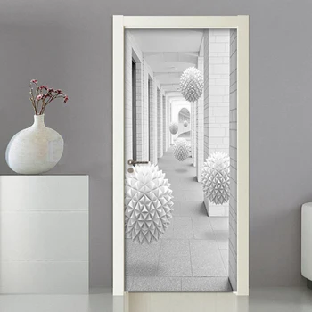 Šiuolaikinės Kūrybos 3D Stereo Srityje Koridoriaus Durų Lipdukas Gyvenimo Kambario, Miegamasis PVC Lipni Vandeniui Sienos Popieriaus 3D Namų Dekoro