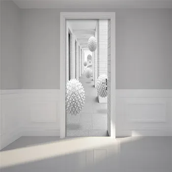 Šiuolaikinės Kūrybos 3D Stereo Srityje Koridoriaus Durų Lipdukas Gyvenimo Kambario, Miegamasis PVC Lipni Vandeniui Sienos Popieriaus 3D Namų Dekoro