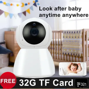 Nemokamai 32G TF Kortelę Belaidžiu infraraudonųjų spindulių naktinio matymo wifi kūdikio stebėjimo wifi kūdikių kamera, wi-fi ip kamera namų patalpų kamera