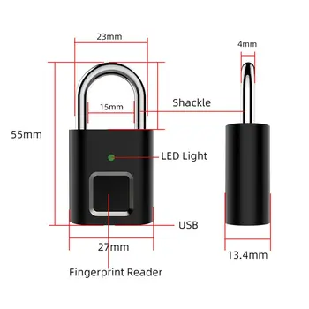 Saugumo Durų Užraktas Smart Keyless USB Įkrovimo pirštų Atspaudų Spynos Spintelę protingo Namo 